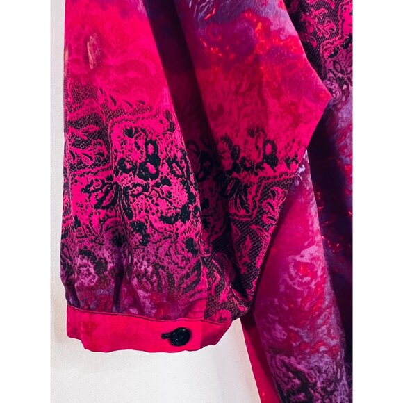 Catherines Womens 4X Red & Purple Floral Tunic Blouse Fairy Comfy Pintuck - Picture 8 of 16